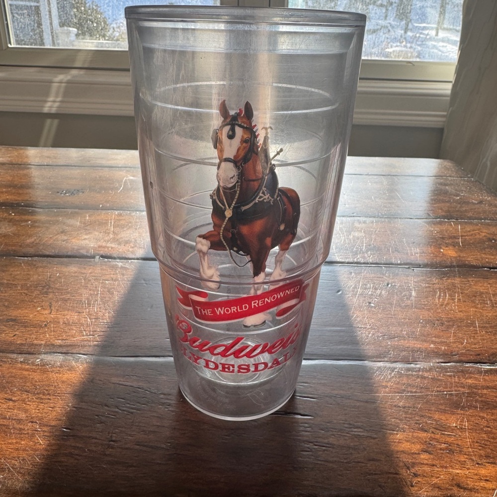 Budweiser Clydesdale Clear and Red Tumbler
